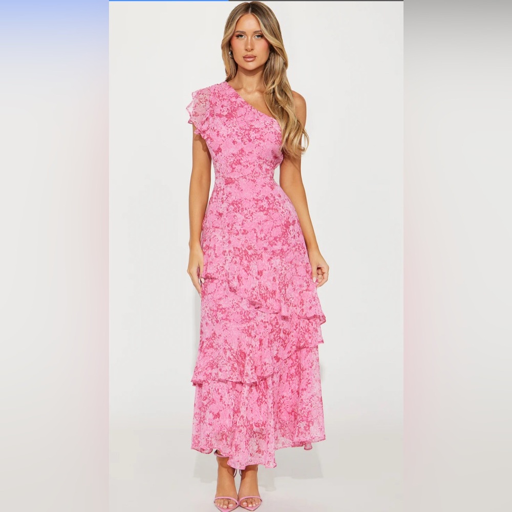 Fashion Nova Pink One Shoulder Dress